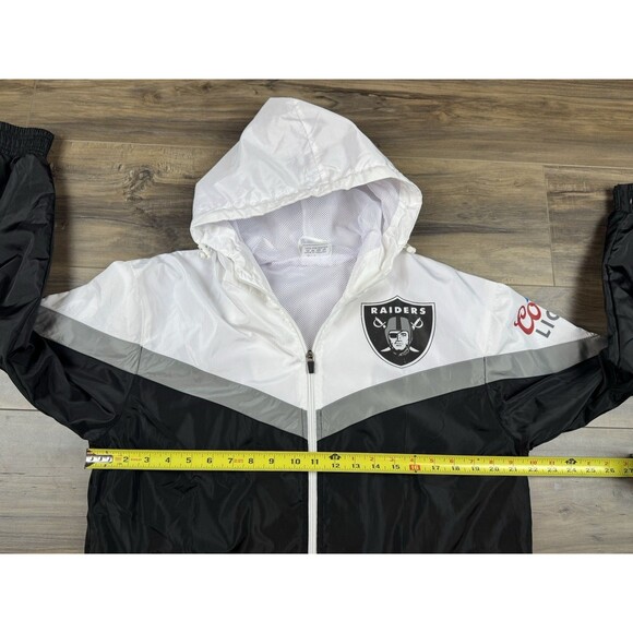 Coors Light NFL Raiders Windbreaker Jacket SZ Small Black/White/Grey - Picture 5 of 7